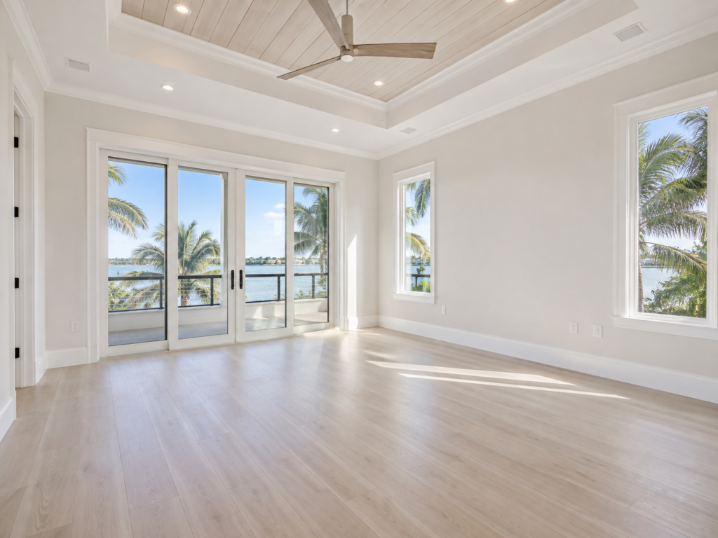 Home gym with view before equipment