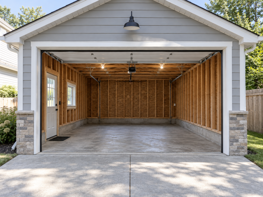 Detached garage unfinished